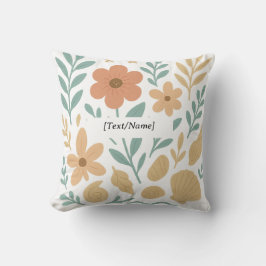 Boho Bloemrijke Zomer Schelpen Kussen | Voeg Tekst