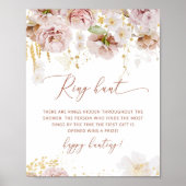 Boho bloemring zoek bridal shower spelposter poster (Voorkant)