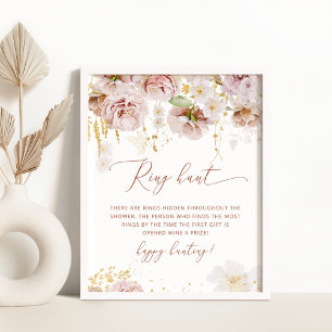 Boho bloemring zoek bridal shower spelposter poster