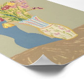 Boho bloemstilleven met blauwe schaduw Modern Fol Poster (Hoek)
