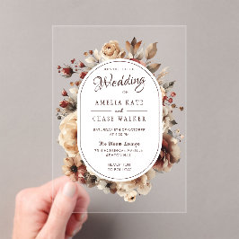 Boho Bloemstuk Acryl Frame Trouw Uitnodiging