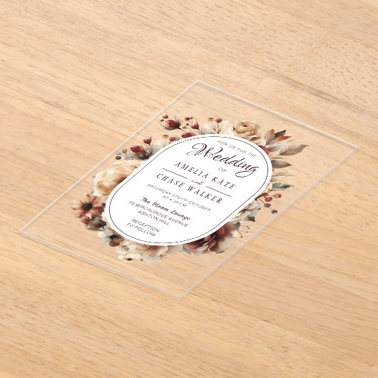 Boho Bloemstuk Acryl Frame Trouw Uitnodiging (Laagn)