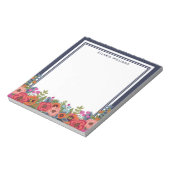 Boho bloemstuk - marineblauw & wit - naam notitieblok (Linkerzijde)