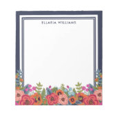 Boho bloemstuk - marineblauw & wit - naam notitieblok (Voorkant)