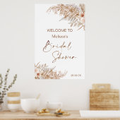 Boho bloemstuk met Pampas varen welkom bruidsdouch Poster (Keuken)