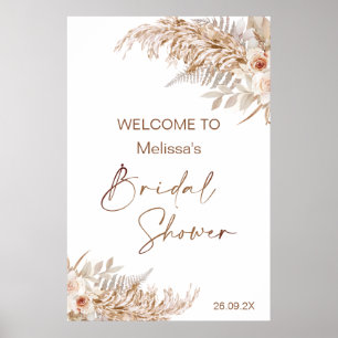 Boho bloemstuk met Pampas varen welkom bruidsdouch Poster