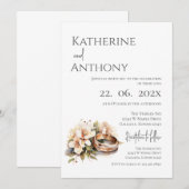 Boho bloemstuk met ring Trouwen Kaart (Voorkant / Achterkant)