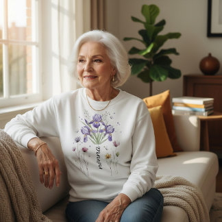 Boho Bloemstuk Nonna Paarse Iris Moederdag Cadeau Trui