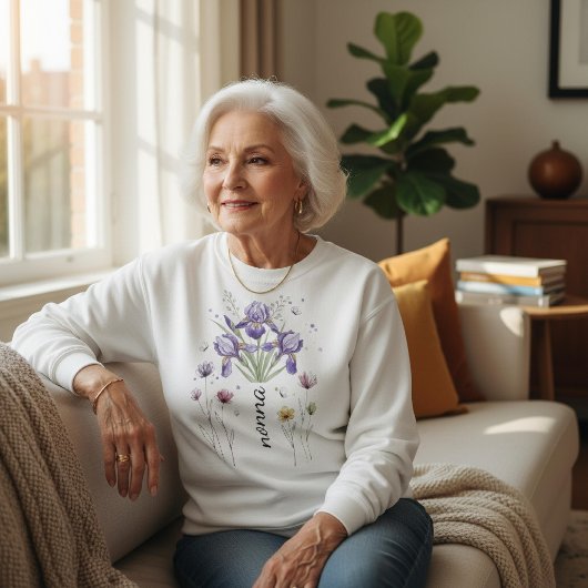 Boho Bloemstuk Nonna Paarse Iris Moederdag Cadeau Trui