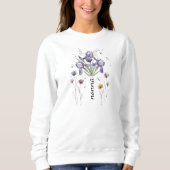 Boho Bloemstuk Nonna Paarse Iris Moederdag Cadeau Trui (Voorkant)