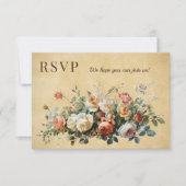 Boho  bloemstuk oud papier RSVP kaartje (Voorkant)