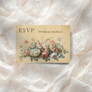 Boho  bloemstuk oud papier RSVP kaartje