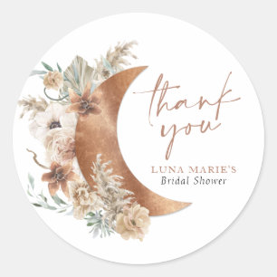 Boho bloemstuk Over de maan Bedankt Ronde Sticker