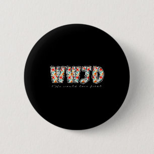 Boho Bloemstuk Wwjd Hij Zou Van Jezus Eerst Christ Ronde Button 5,7 Cm