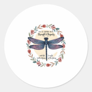 Boho Bloemvlinder Zij Is Bekleed Met Kracht Ronde Sticker