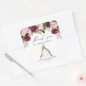 Boho bloesem roze marsala tipi dank u vierkante sticker (Envelop)