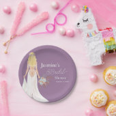 Boho blond haar bruid met bloemen papieren bordje (Feest)