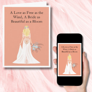Boho Blonde Bruid Bruidsfeest Felicitaties Kaart