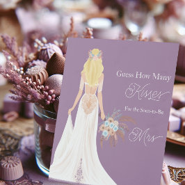Boho Blonde Bruid Met Bloemen Hoeveel Kus Reclamebord Met Voetstuk