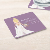 Boho Blonde Bruid Met Bloemen Kartonnen Onderzetters (Schuin)