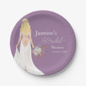 Boho Blonde Bruid Met Bloemen Papieren Bordje (Voorkant)