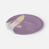 Boho Blonde Bruid Met Bloemen Papieren Bordje (Gekanteld)