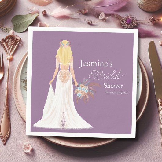 Boho Blonde Bruid Met Bloemen Servet