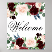 Boho Bloom | Bordeaux en Marine Welkom op elk even Poster (Voorkant)