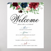 Boho Bloom | Bourgogne Bloemen Sociale afstand Poster (Voorkant)