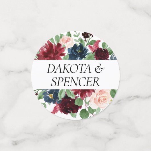 Boho Bloom | Bourgogne Blush en Navy Blue Custom Confetti (Kleine voorkant)