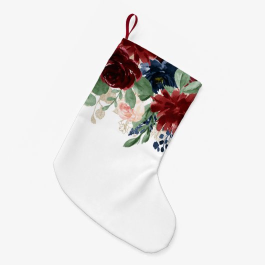 Boho Bloom | Bourgogne en marineblauw patroon Kleine Kerstsok (Voorkant (Hangend))