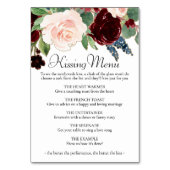 Boho Bloom | Bourgogne en Navy Blue Kissing Menu Kaart (Achterkant)