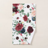 Boho Bloom | Bourgogne Red Blush en Navy Pattern Bad Handdoek (Handdoek)