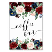 Boho Bloom | Bourgogne Rode en Navy Coffee Bar Kaart (Achterkant)