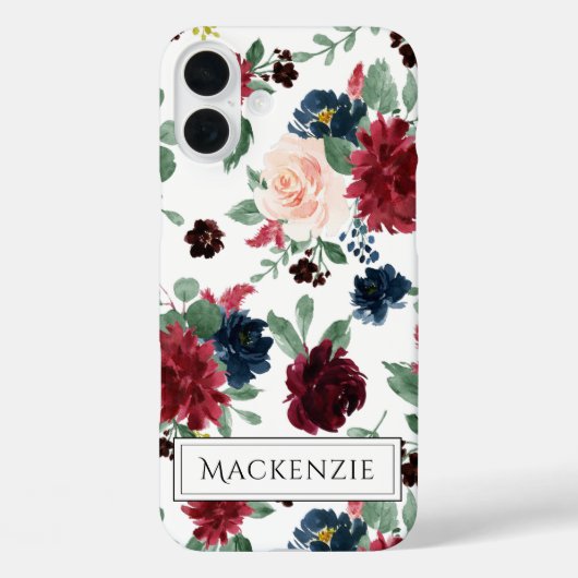 Boho Bloom | Bourgogne rood blush marine blauw mon Case-Mate iPhone Case (Achterkant)