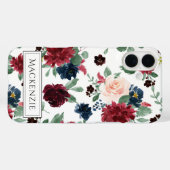 Boho Bloom | Bourgogne rood blush marine blauw mon Case-Mate iPhone Case (Achterkant (horizontaal))