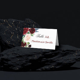 Boho Bloom | Bourgogne Rood Blush Navy Blauw Boeke Plaatskaartje