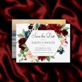 Boho Bloom | Bourgogne Rood en Blauw Datum Verande Save The Date