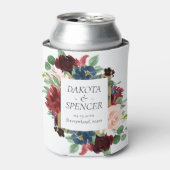 Boho Bloom | Bourgogne Rood en Marine Save the Dat Blikjeskoeler (Blikje Voorkant)