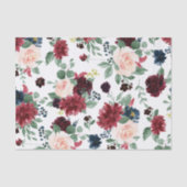 Boho Bloom | Bourgogne rood en marineblauw bloemmo Tissuepapier (Voorkant)