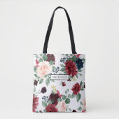 Boho Bloom | Bourgogne Rood en Marineblauw Bruidsm Tote Bag (Voorkant)