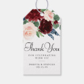 Boho Bloom | Bourgogne Rood en Marineblauw Dank je Cadeaulabel (Voorkant)