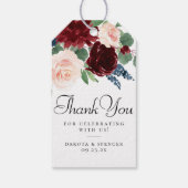 Boho Bloom | Bourgogne Rood en Marineblauw Dank je Cadeaulabel (Achterkant)