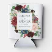 Boho Bloom | Bourgogne rood en marineblauw Save th Blikjeskoeler (Voorkant)