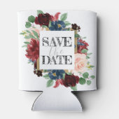 Boho Bloom | Bourgogne rood en marineblauw Save th Blikjeskoeler (Achterkant)