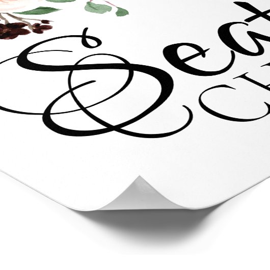 Boho Bloom | Bourgogne Rood en Marineblauw Zitmeub Poster (Hoek)