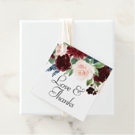Boho Bloom | Bourgogne Rood en Navy Blauw Dank u Bedankjes Labels