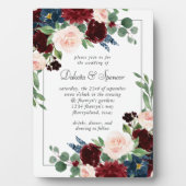 Boho Bloom | Bourgogne Rood en Navy Blauw Keepsake Fotoplaat