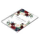 Boho Bloom | Bourgogne Rood en Navy Blue Custom Notitieboek (Linkerzijde)