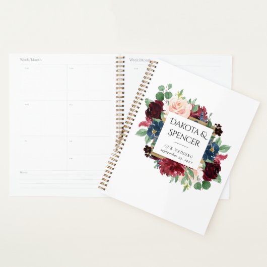 Boho Bloom | Bourgogne Rood en Navy Blue Custom Planner (Display)